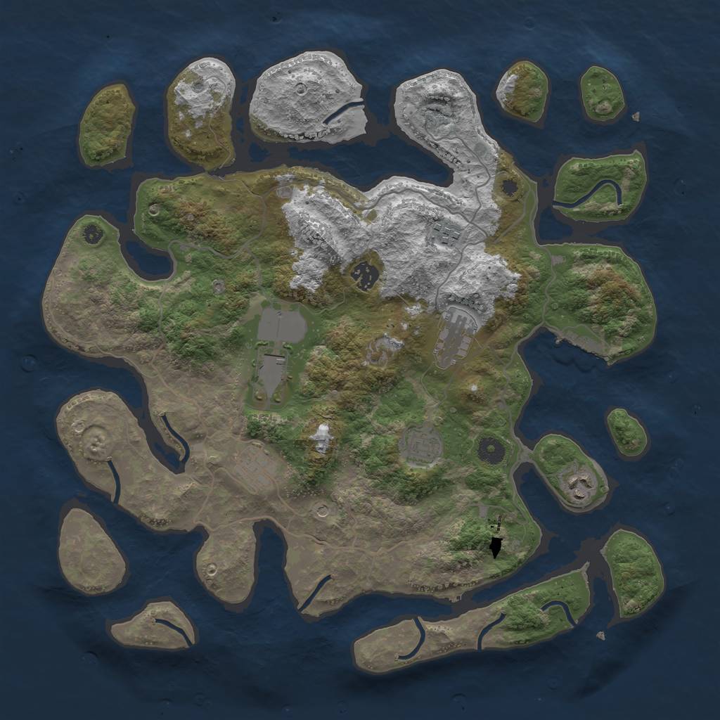 Rust Map: Procedural Map, Size: 4000, Seed: 478, 11 Monuments