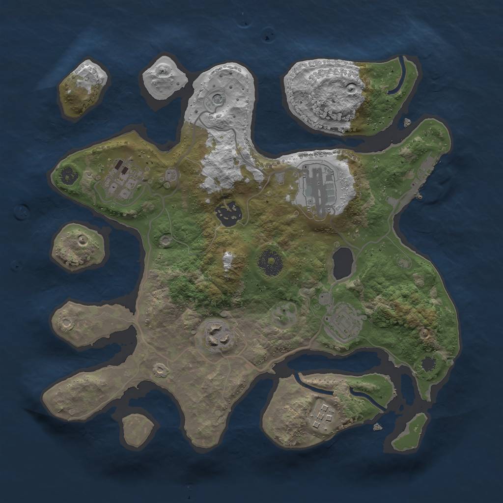 Rust Map: Procedural Map, Size: 3000, Seed: 787747, 10 Monuments