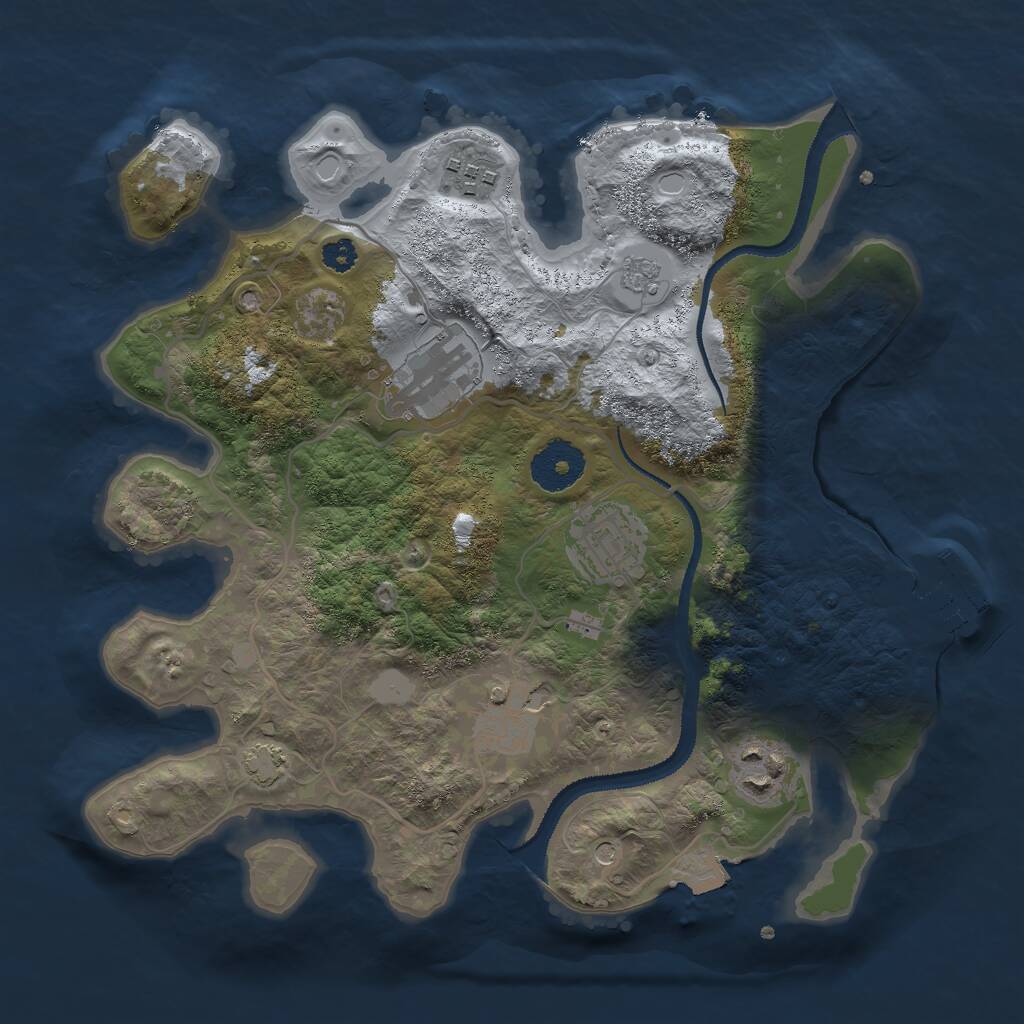 Rust Map: Procedural Map, Size: 3000, Seed: 787747, 10 Monuments