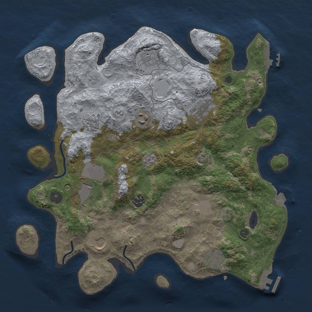 Rust Map: Procedural Map, Size: 3700, Seed: 1235999, 15 Monuments