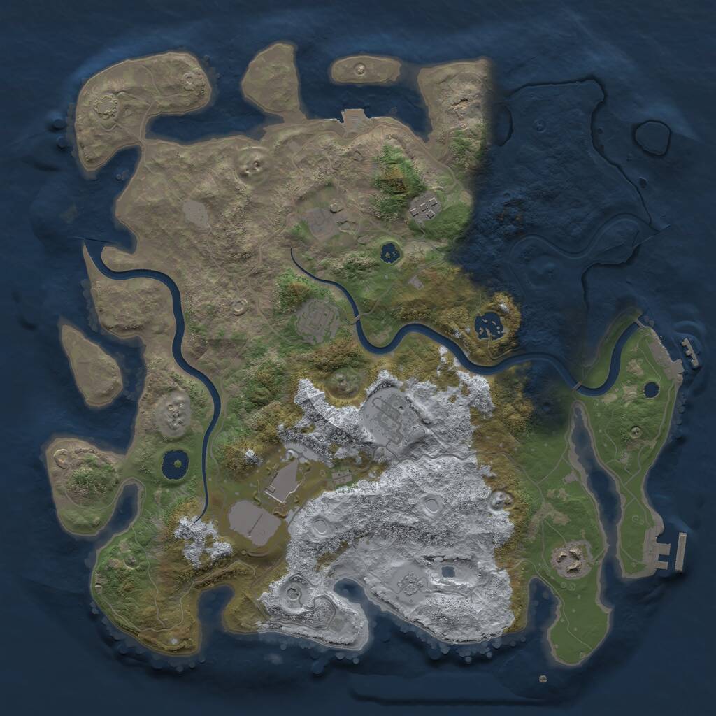 Rust Map: Procedural Map, Size: 3750, Seed: 779402471, 13 Monuments
