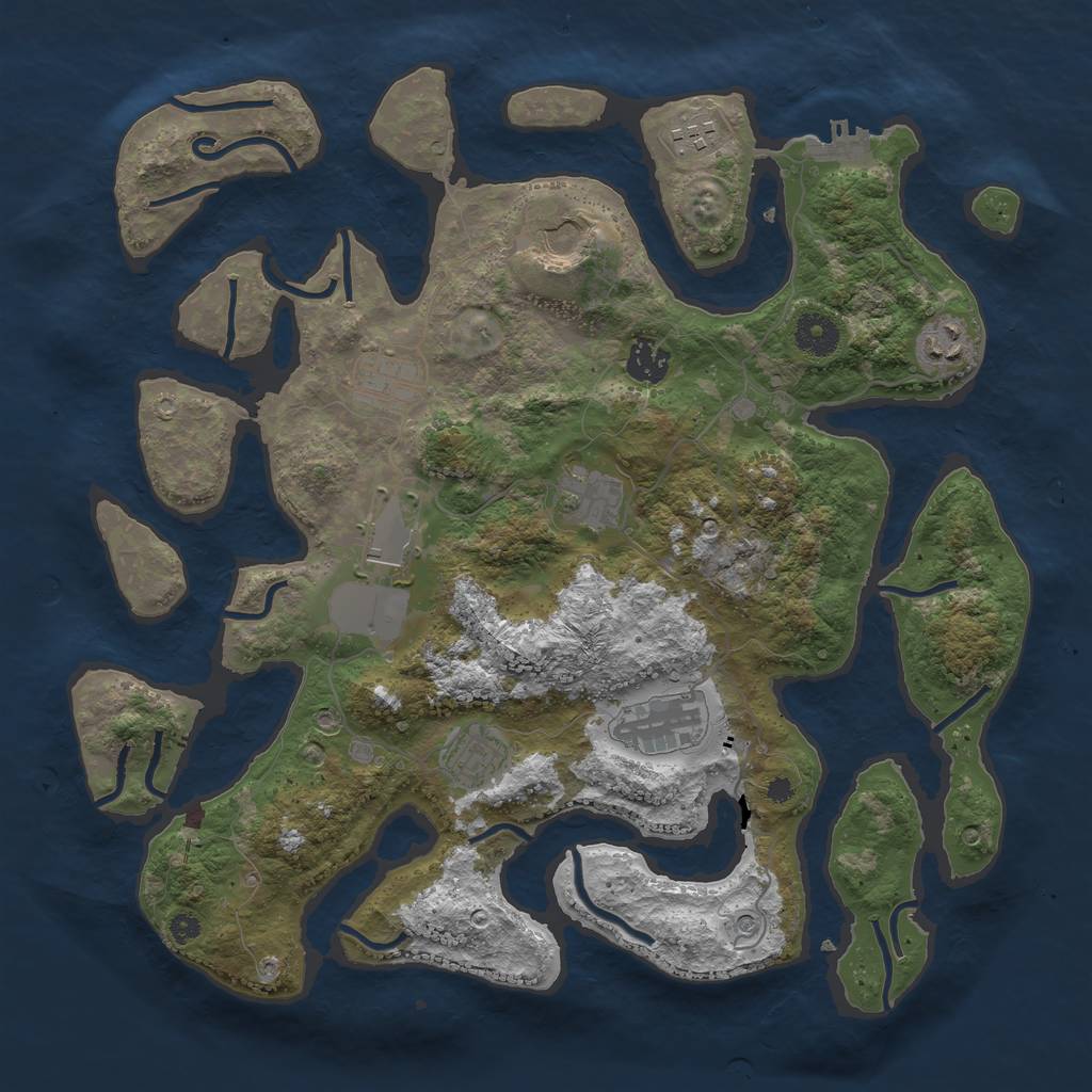 Rust Map: Procedural Map, Size: 3750, Seed: 779402471, 13 Monuments