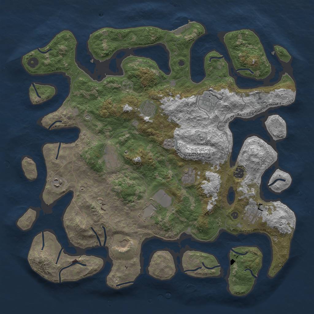 Rust Map: Procedural Map, Size: 4500, Seed: 254341710, 14 Monuments