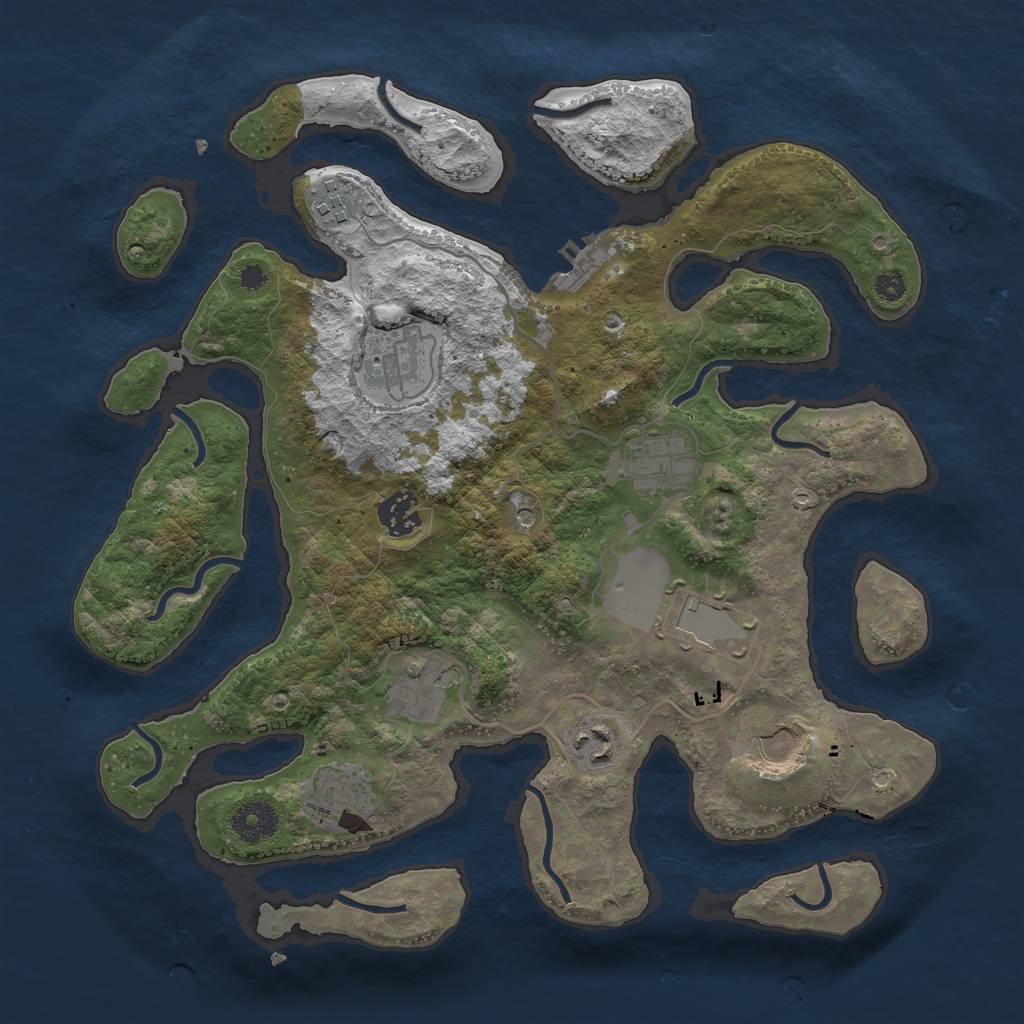 Rust Map: Procedural Map, Size: 3500, Seed: 927592, 13 Monuments