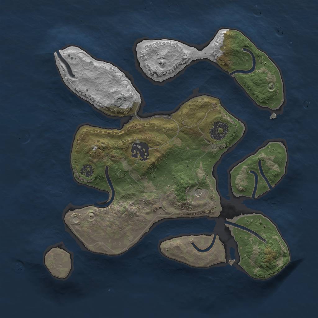 Rust Map: Procedural Map, Size: 2500, Seed: 12272565, 4 Monuments