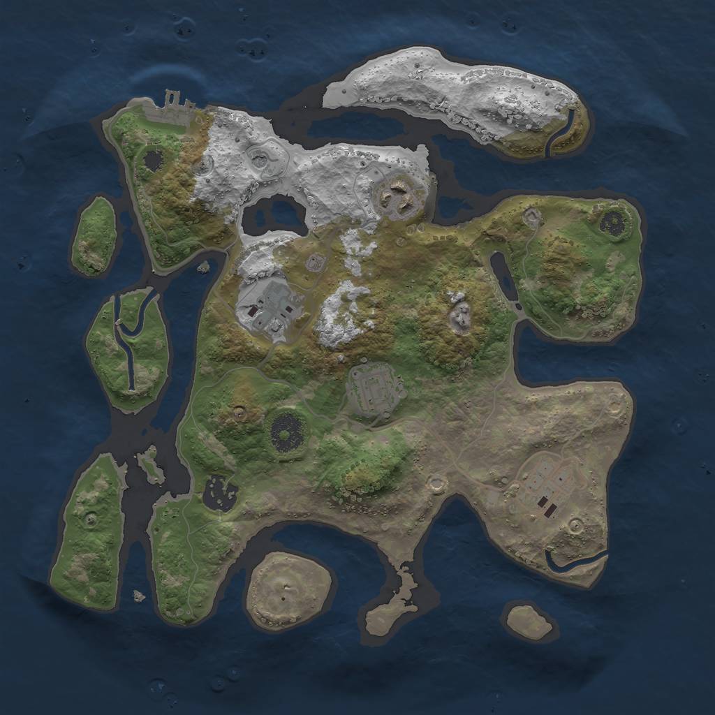 Rust Map: Procedural Map, Size: 3000, Seed: 7821, 9 Monuments