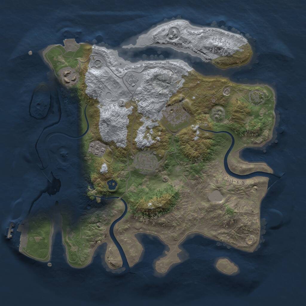Rust Map: Procedural Map, Size: 3000, Seed: 7821, 9 Monuments