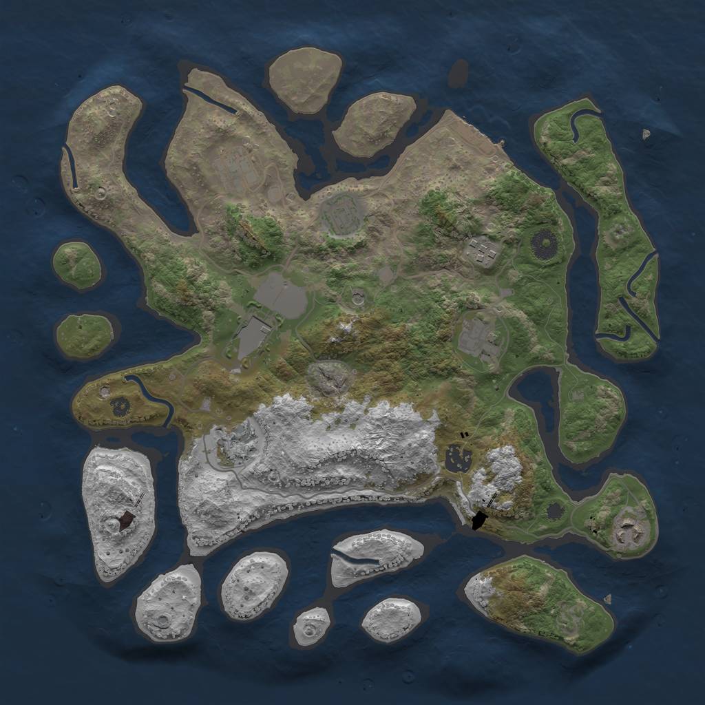 Rust Map: Procedural Map, Size: 3700, Seed: 996972944, 12 Monuments
