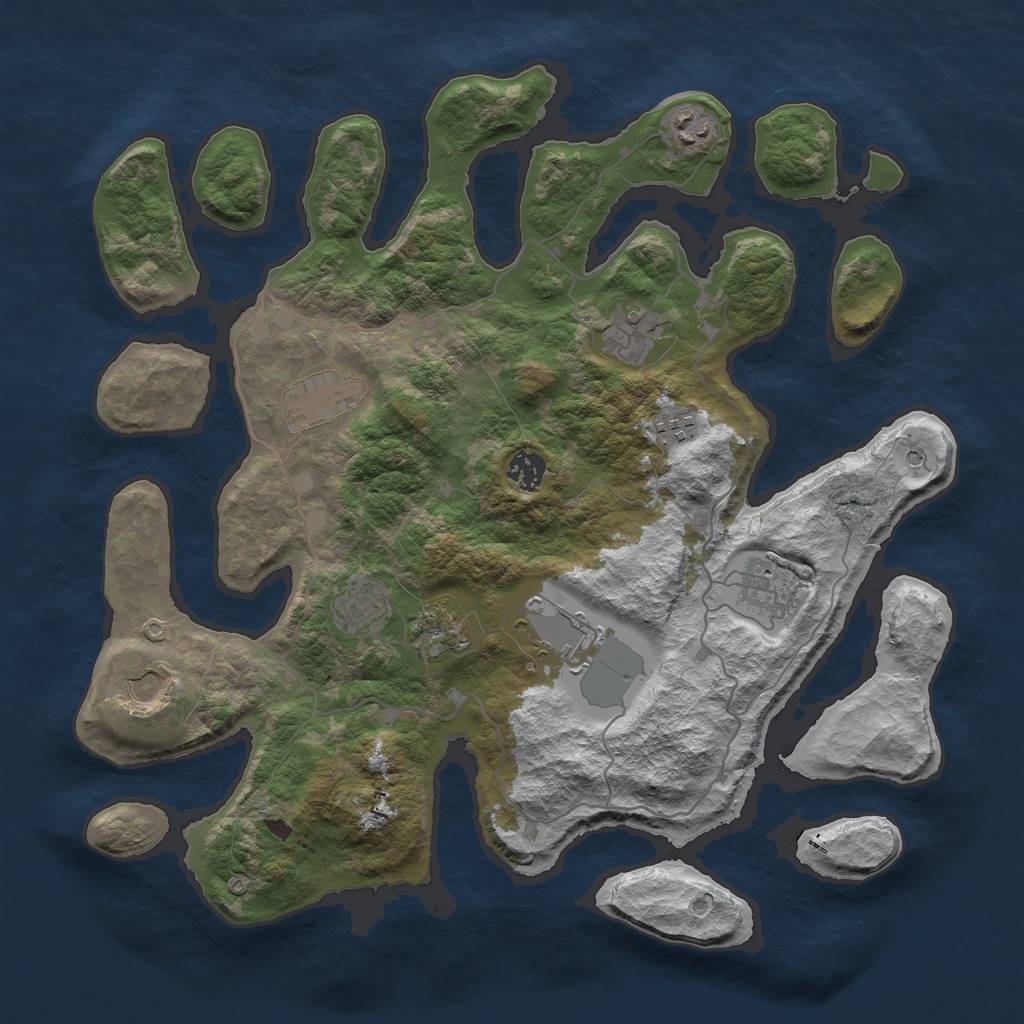 Rust Map: Barren, Size: 4000, Seed: 899118157, 13 Monuments