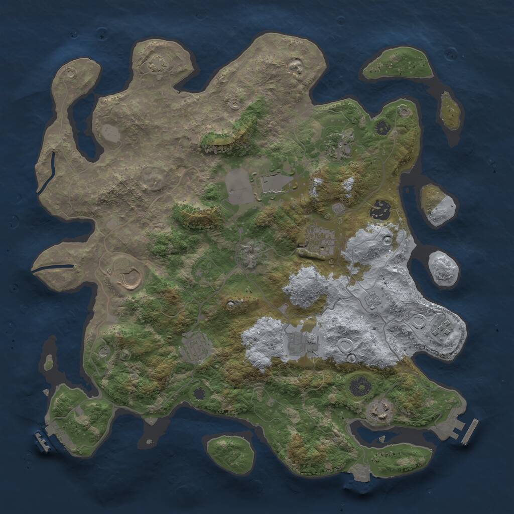 Rust Map: Procedural Map, Size: 3750, Seed: 2120566670, 15 Monuments