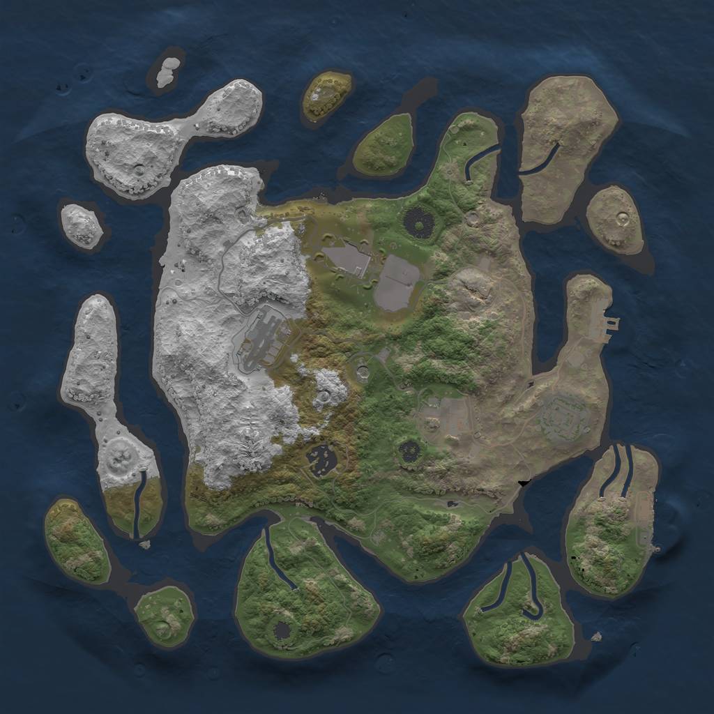 Rust Map: Procedural Map, Size: 3500, Seed: 9458214, 10 Monuments