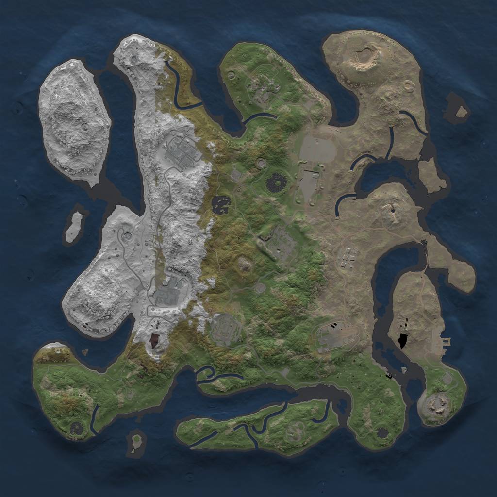 Rust Map: Procedural Map, Size: 3750, Seed: 1270185973, 15 Monuments