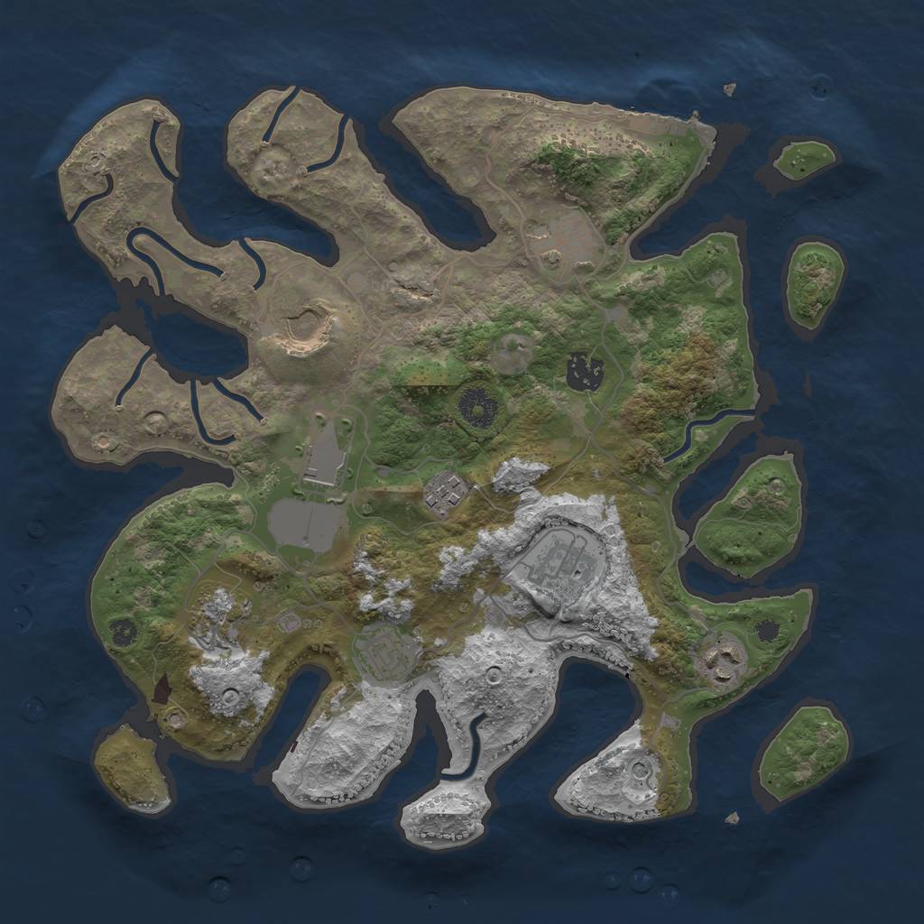 Rust Map: Procedural Map, Size: 3500, Seed: 361883806, 13 Monuments