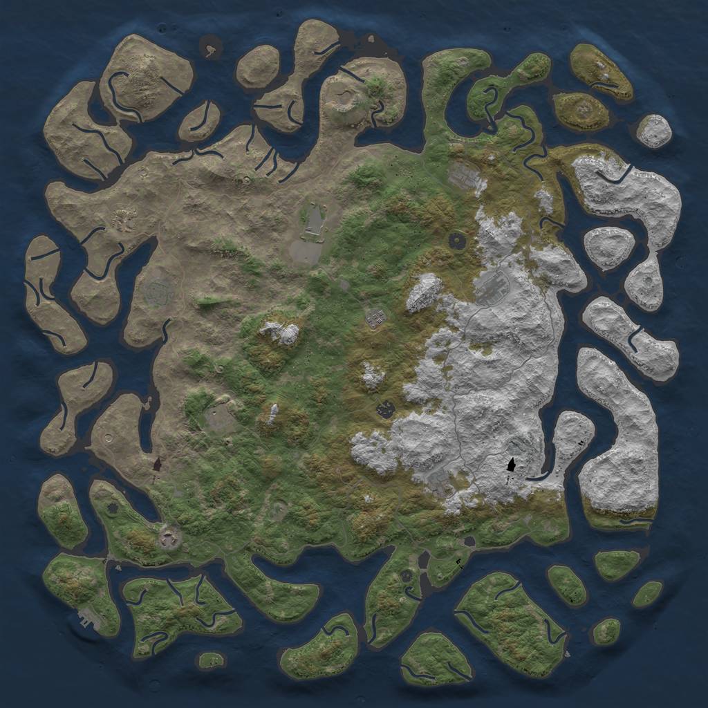 Rust Map: Procedural Map, Size: 6000, Seed: 1291159264, 15 Monuments