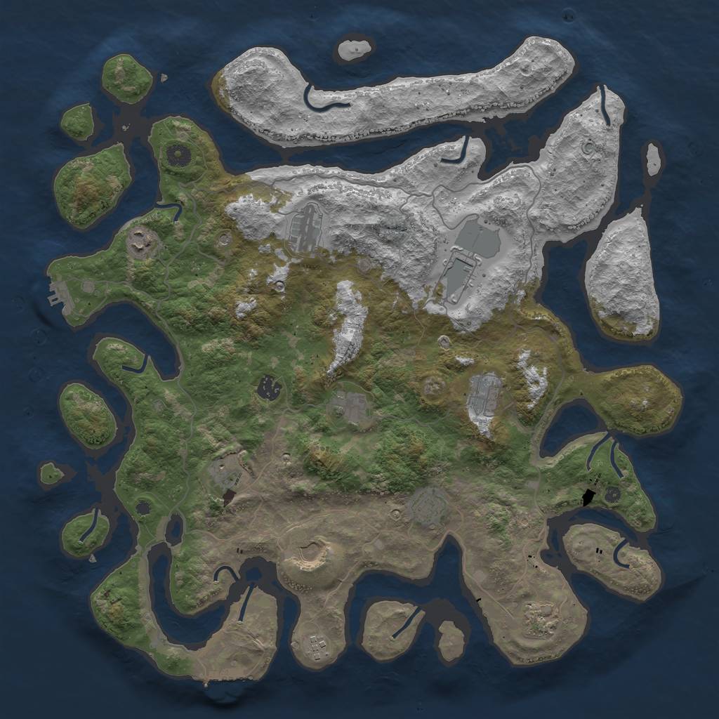 Rust Map: Procedural Map, Size: 4500, Seed: 32167, 16 Monuments