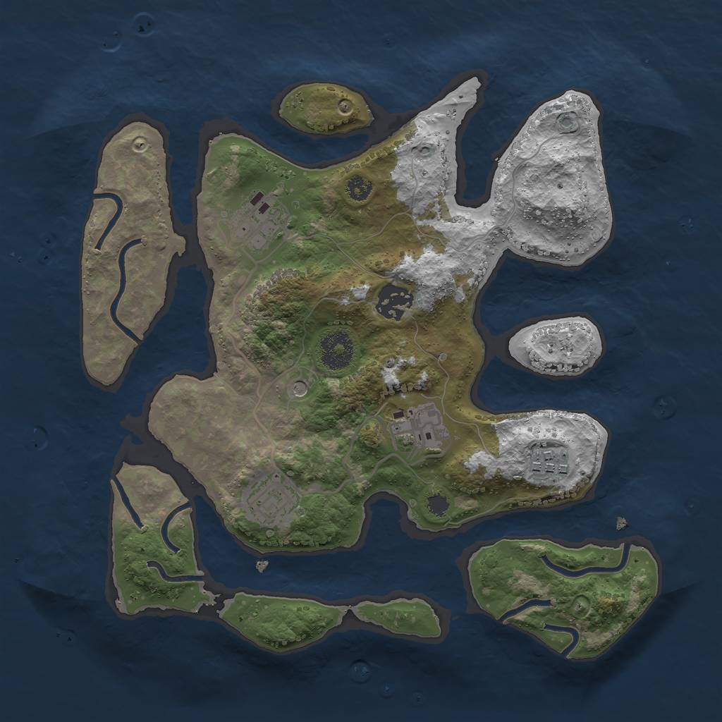 Rust Map: Procedural Map, Size: 3000, Seed: 532667, 8 Monuments