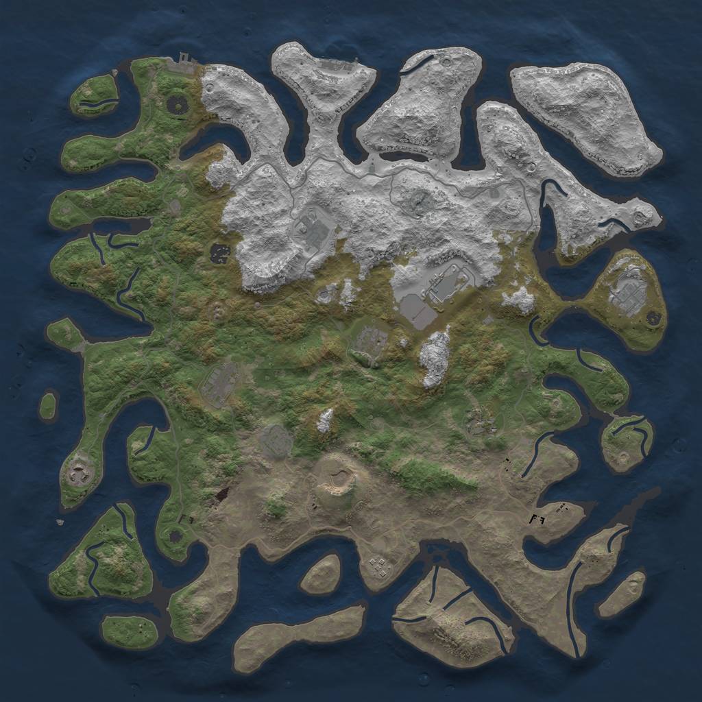 Rust Map: Procedural Map, Size: 5000, Seed: 35634, 16 Monuments