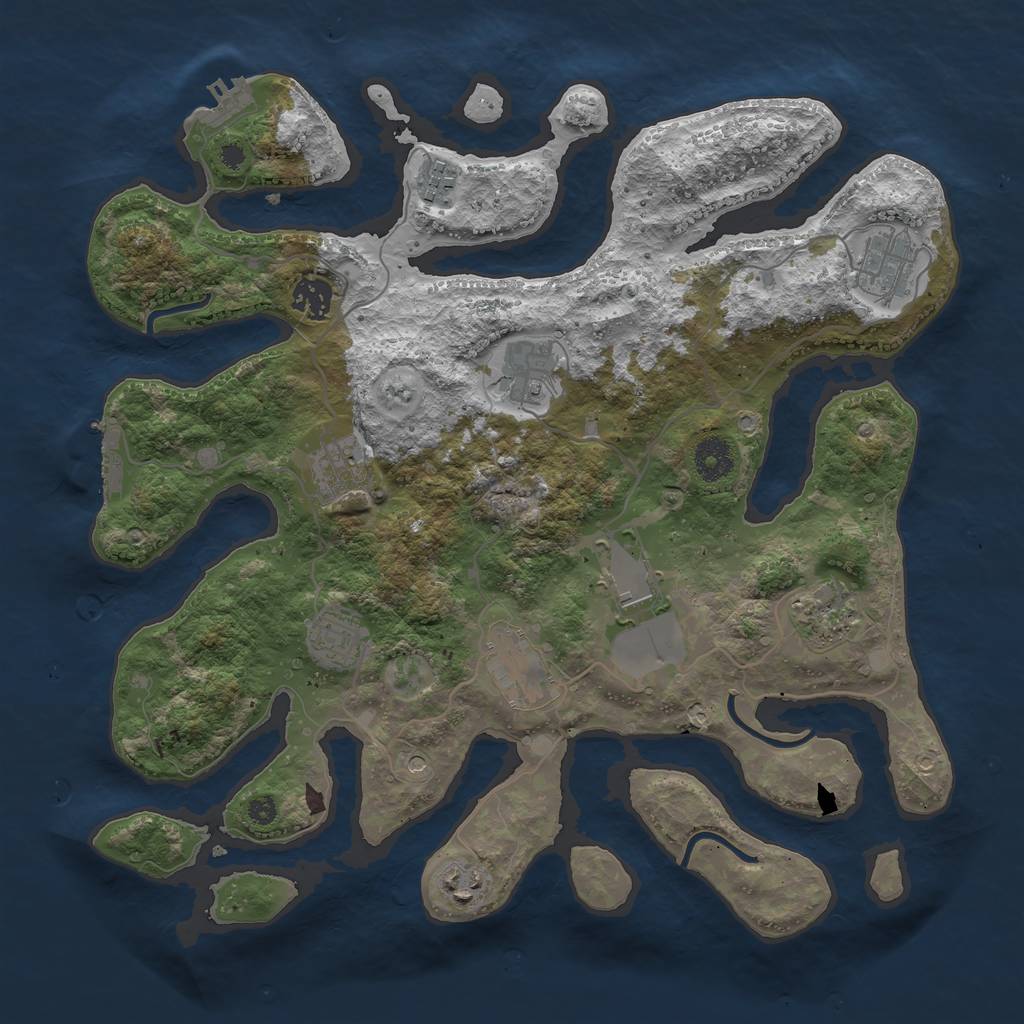 Rust Map: Procedural Map, Size: 3700, Seed: 1691823985, 15 Monuments