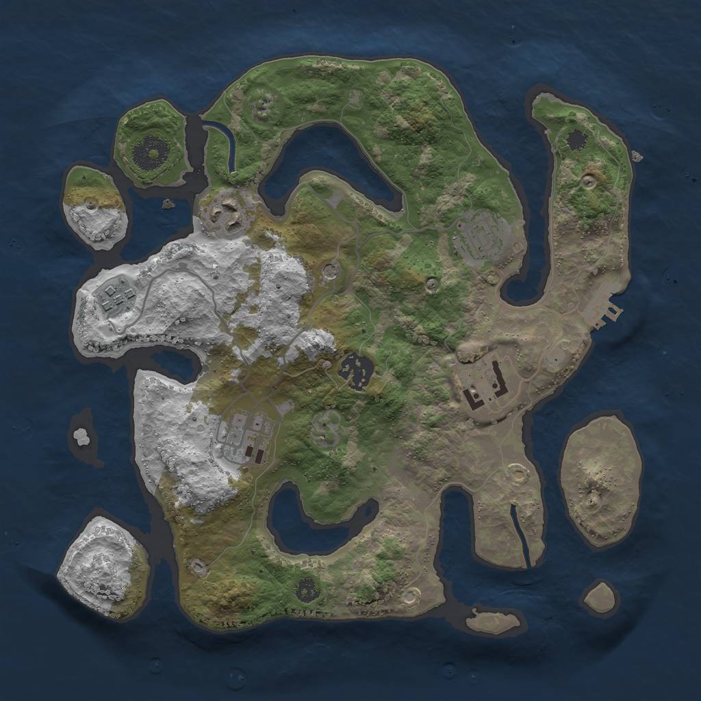 Rust Map: Procedural Map, Size: 3000, Seed: 1484144510, 10 Monuments