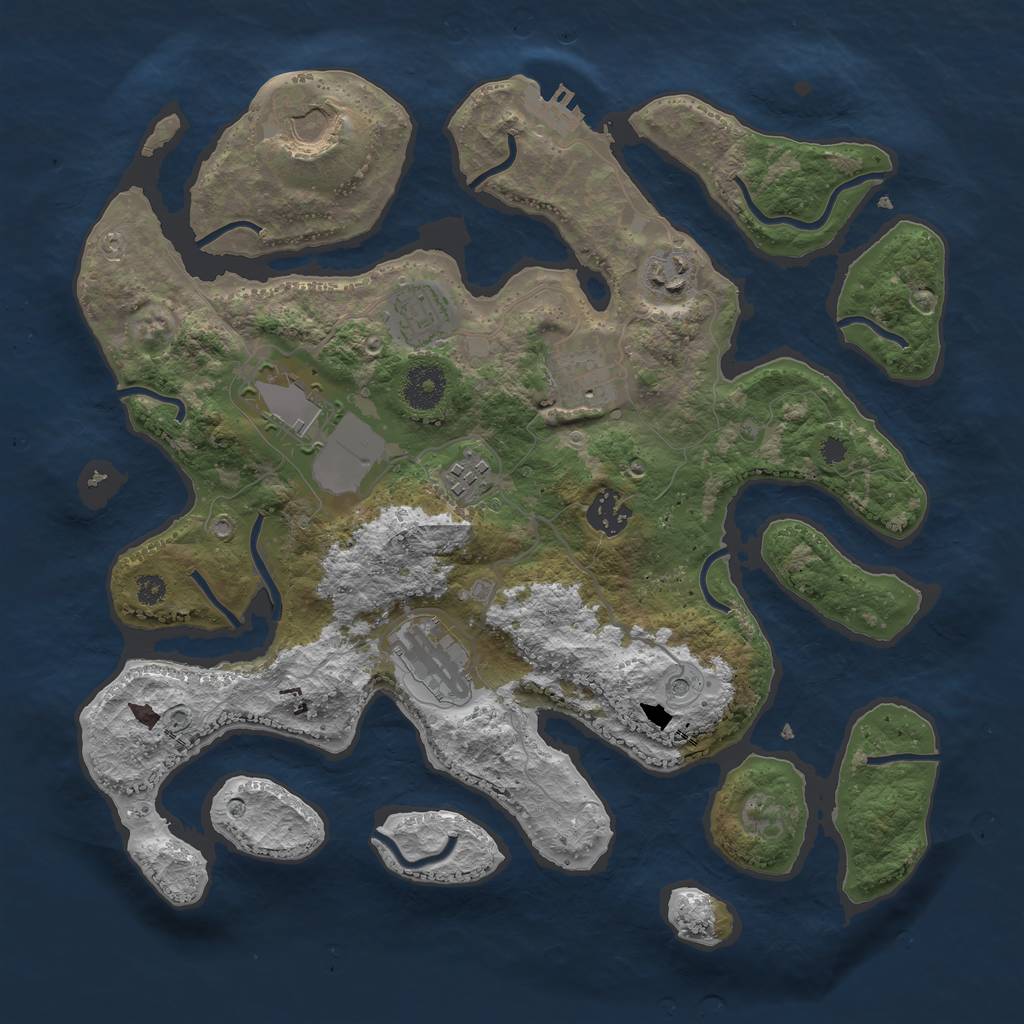 Rust Map: Procedural Map, Size: 3500, Seed: 972088097, 12 Monuments