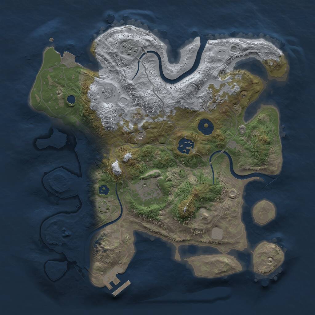 Rust Map: Procedural Map, Size: 3000, Seed: 364500688, 9 Monuments