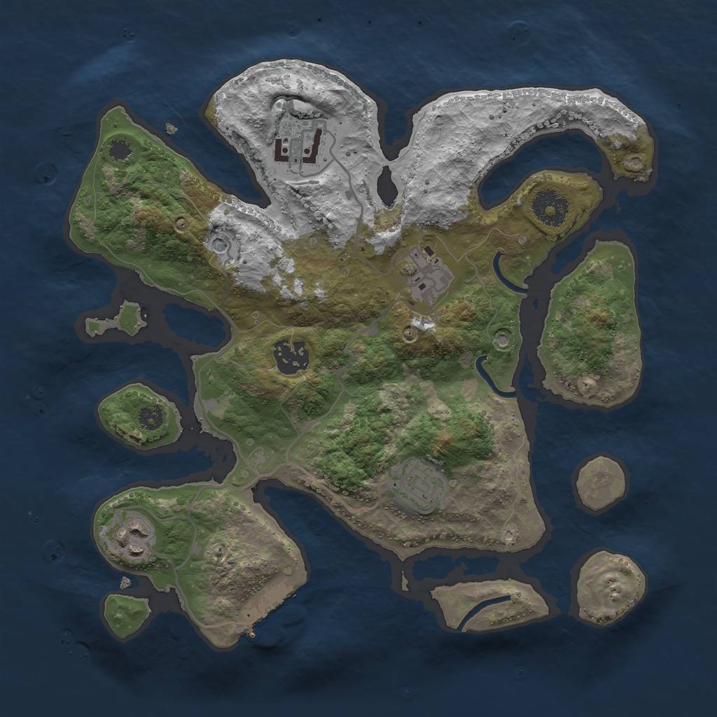 Rust Map: Procedural Map, Size: 3000, Seed: 364500688, 9 Monuments