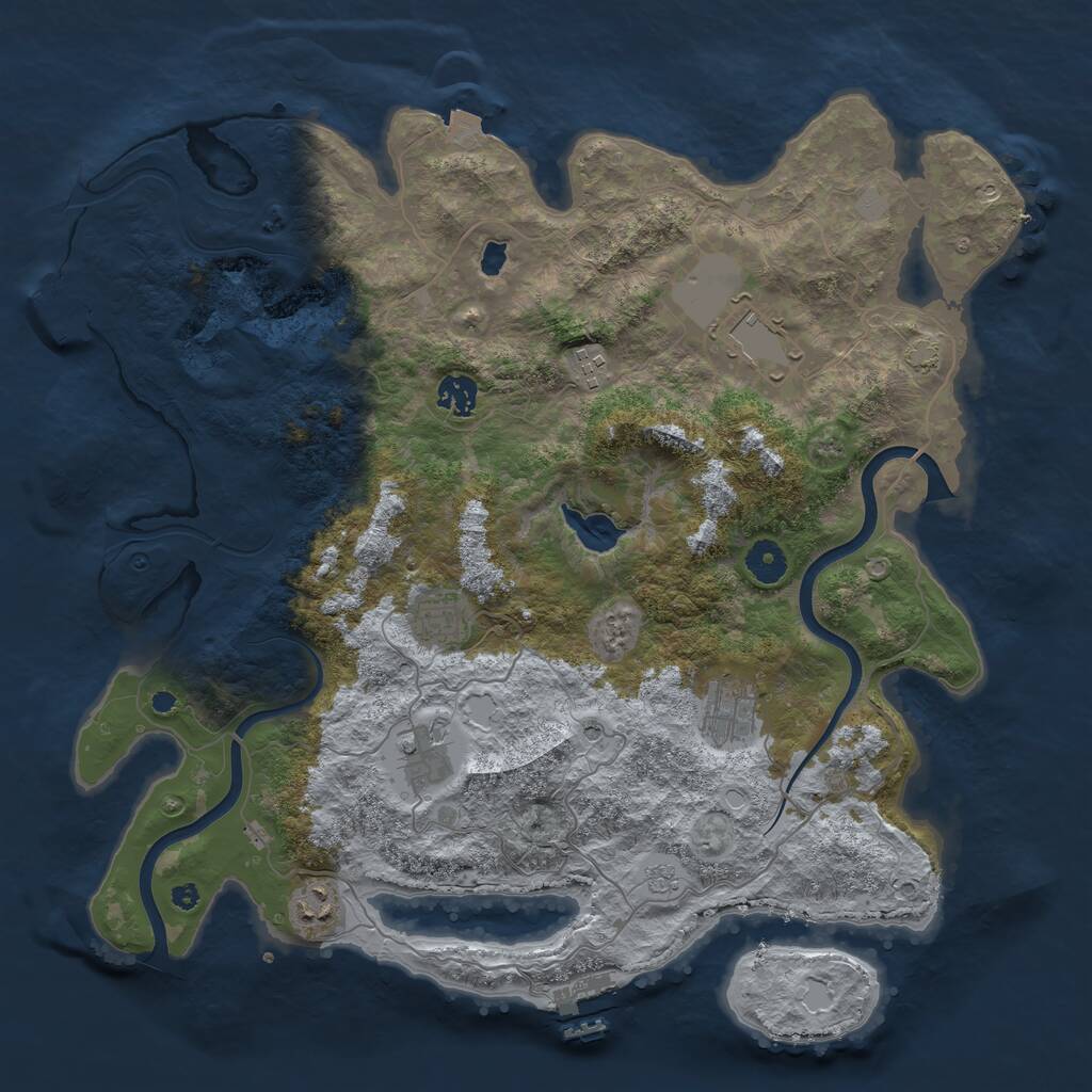 Rust Map: Procedural Map, Size: 4000, Seed: 106100488, 13 Monuments