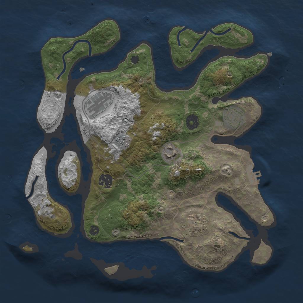Rust Map: Procedural Map, Size: 3200, Seed: 305, 9 Monuments