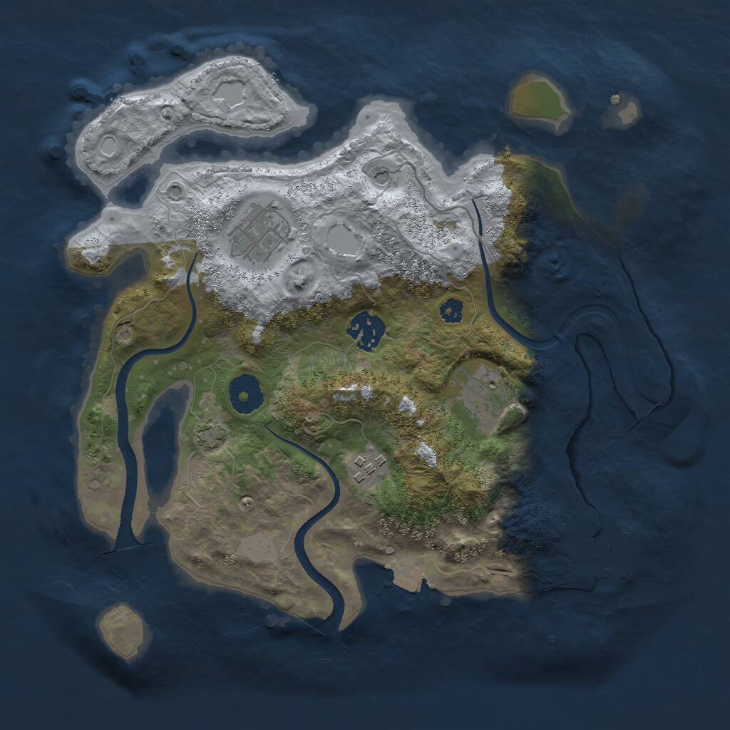 Rust Map: Procedural Map, Size: 3000, Seed: 1808775394, 8 Monuments