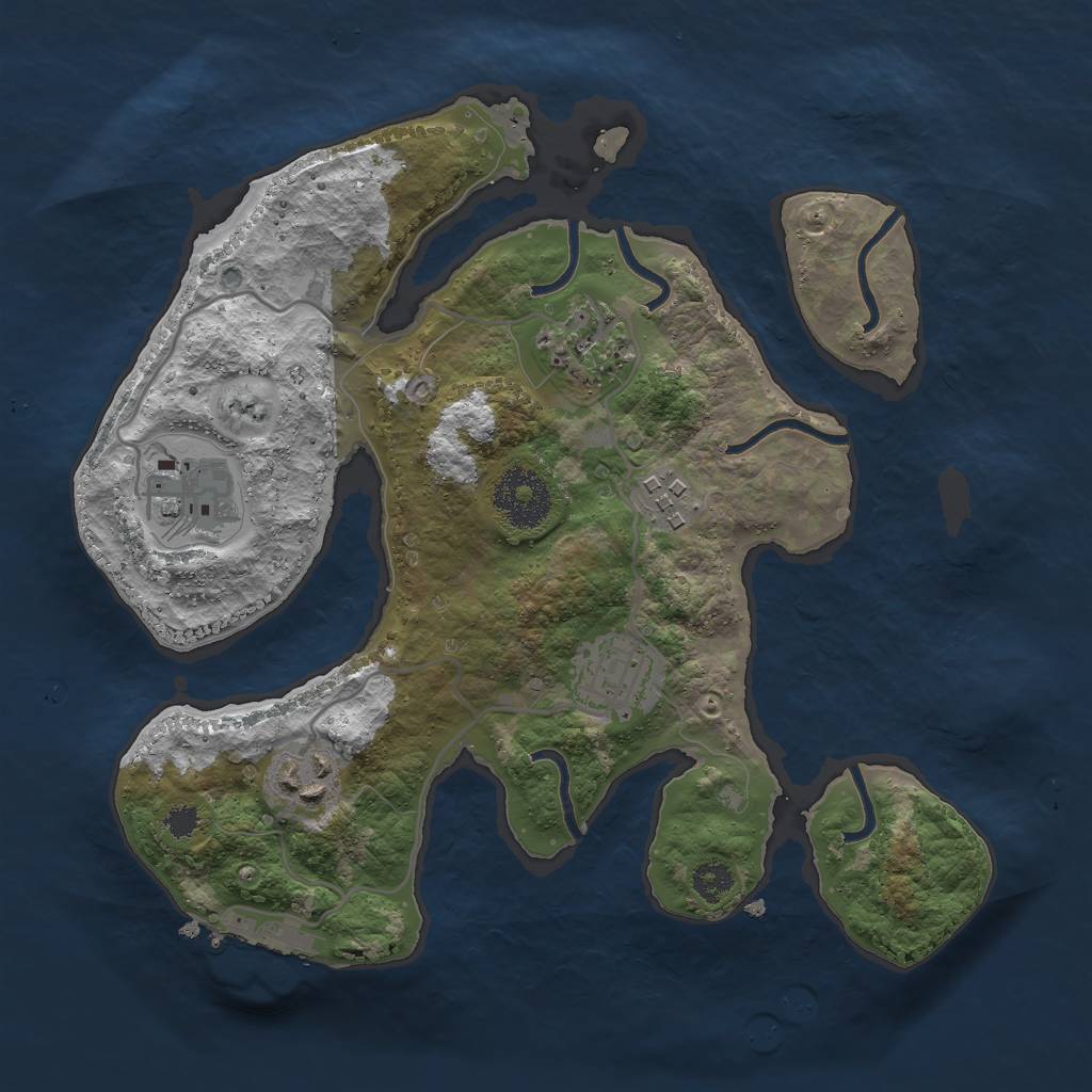 Rust Map: Procedural Map, Size: 2800, Seed: 115829221, 8 Monuments