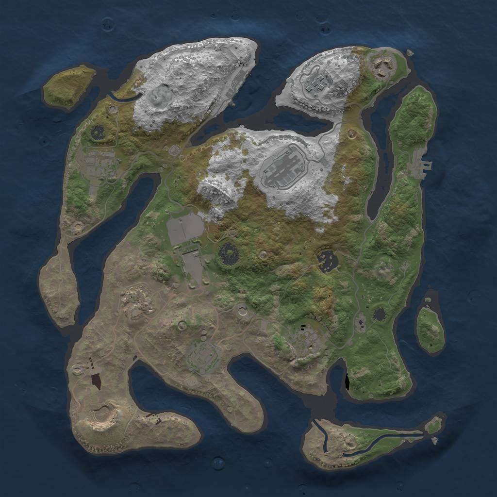 Rust Map: Procedural Map, Size: 3500, Seed: 121815421, 15 Monuments