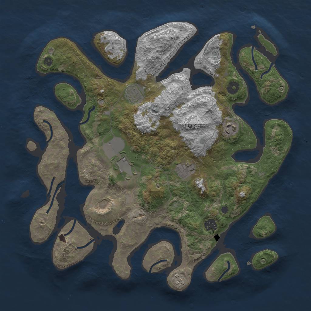 Rust Map: Procedural Map, Size: 3700, Seed: 7699352, 10 Monuments