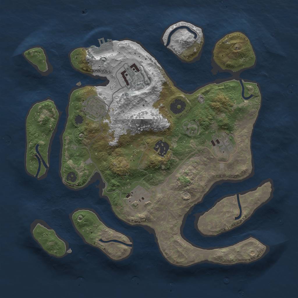 Rust Map: Procedural Map, Size: 3000, Seed: 2079055854, 8 Monuments