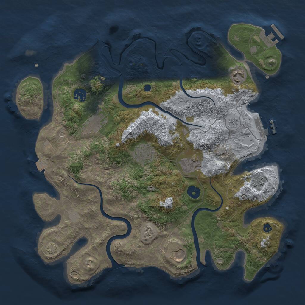 Rust Map: Procedural Map, Size: 3500, Seed: 2042126517, 13 Monuments