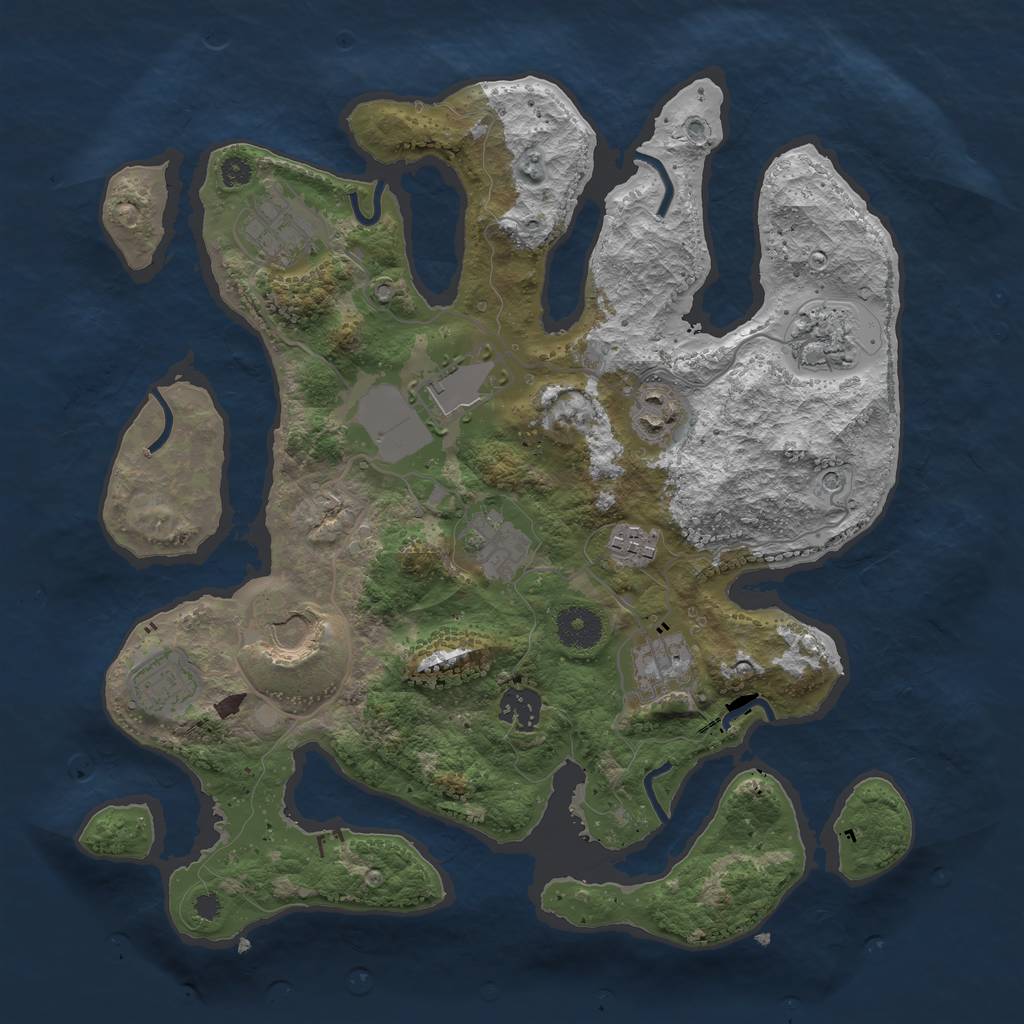 Rust Map: Procedural Map, Size: 3500, Seed: 779470269, 13 Monuments