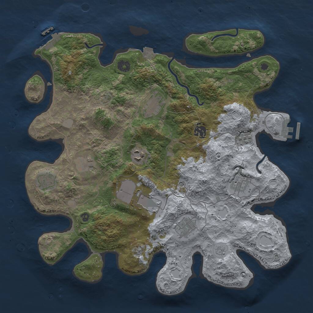 Rust Map: Procedural Map, Size: 3700, Seed: 160822344, 15 Monuments