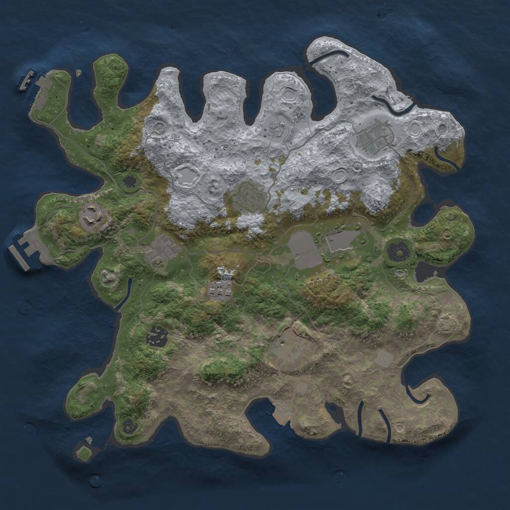 Rust Map: Procedural Map, Size: 3500, Seed: 1403270927, 14 Monuments