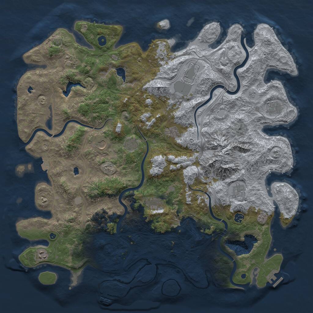Rust Map: Procedural Map, Size: 5000, Seed: 9548, 17 Monuments