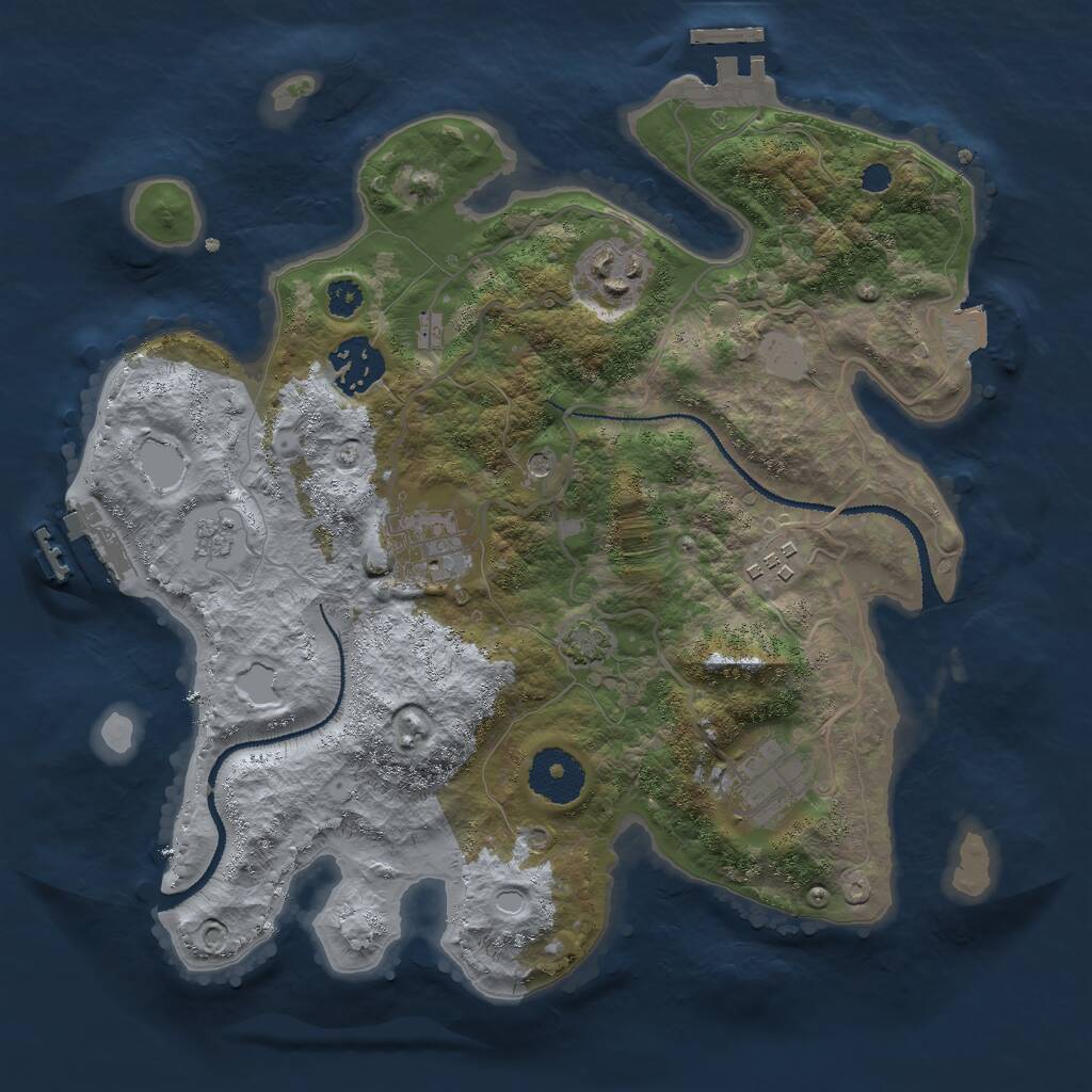 Rust Map: Procedural Map, Size: 3000, Seed: 526939718, 11 Monuments