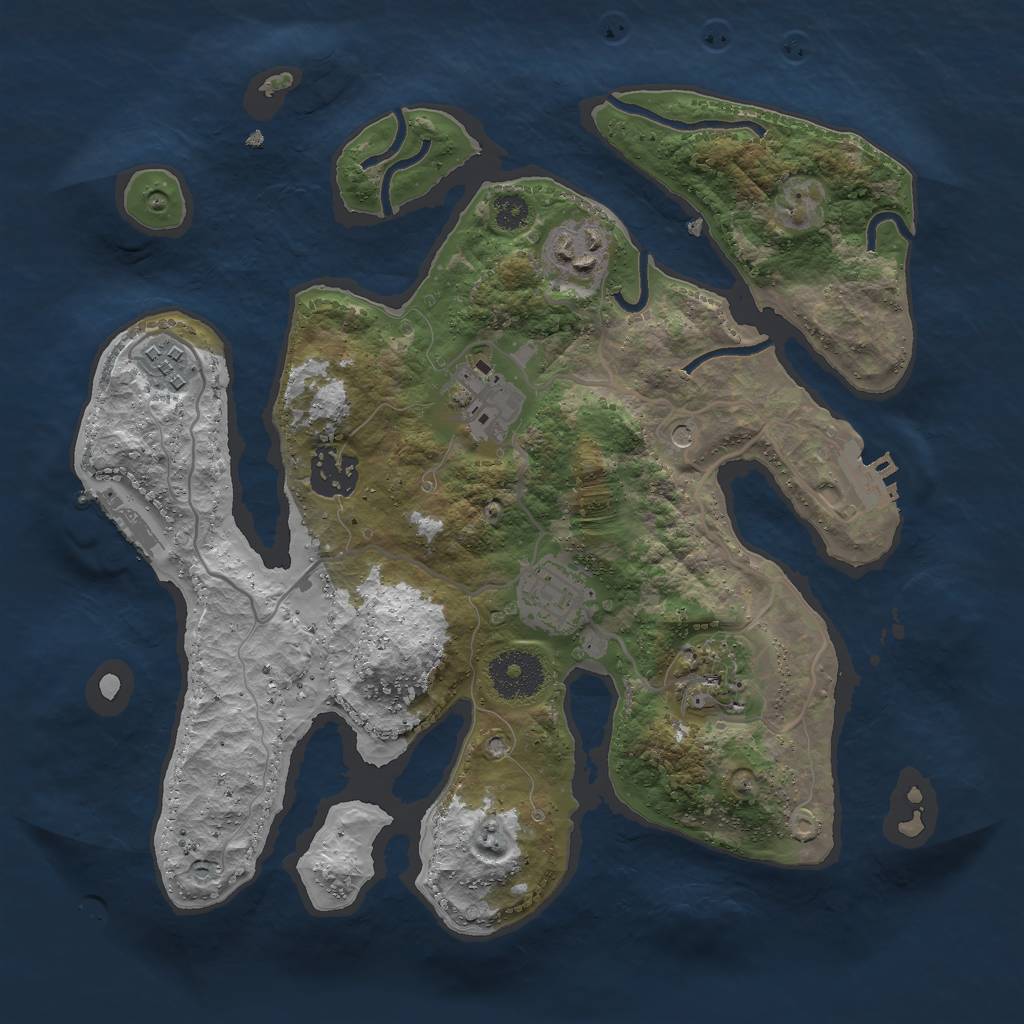 Rust Map: Procedural Map, Size: 3000, Seed: 526939718, 11 Monuments