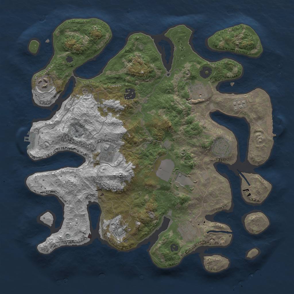 Rust Map: Procedural Map, Size: 3700, Seed: 3143448, 14 Monuments