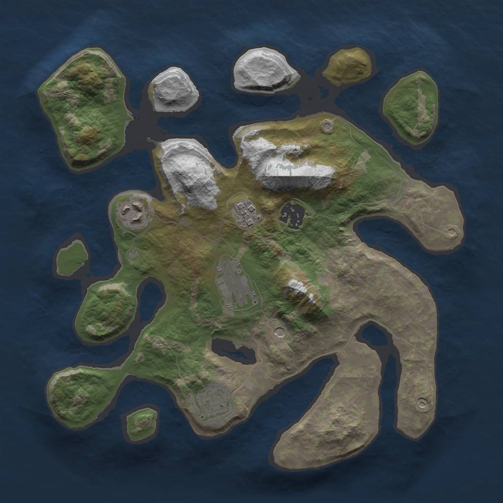 Rust Map: Barren, Size: 3000, Seed: 679, 8 Monuments