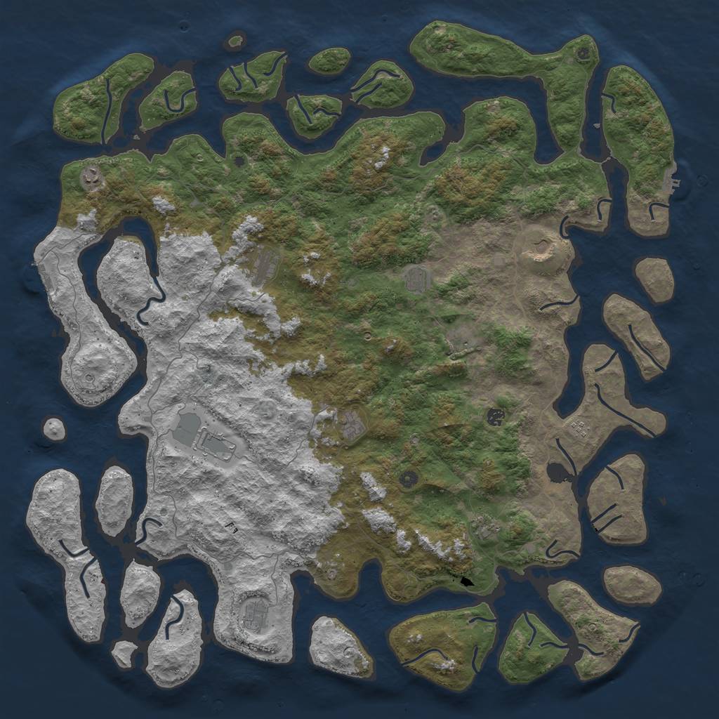 Rust Map: Procedural Map, Size: 6000, Seed: 526939718, 16 Monuments