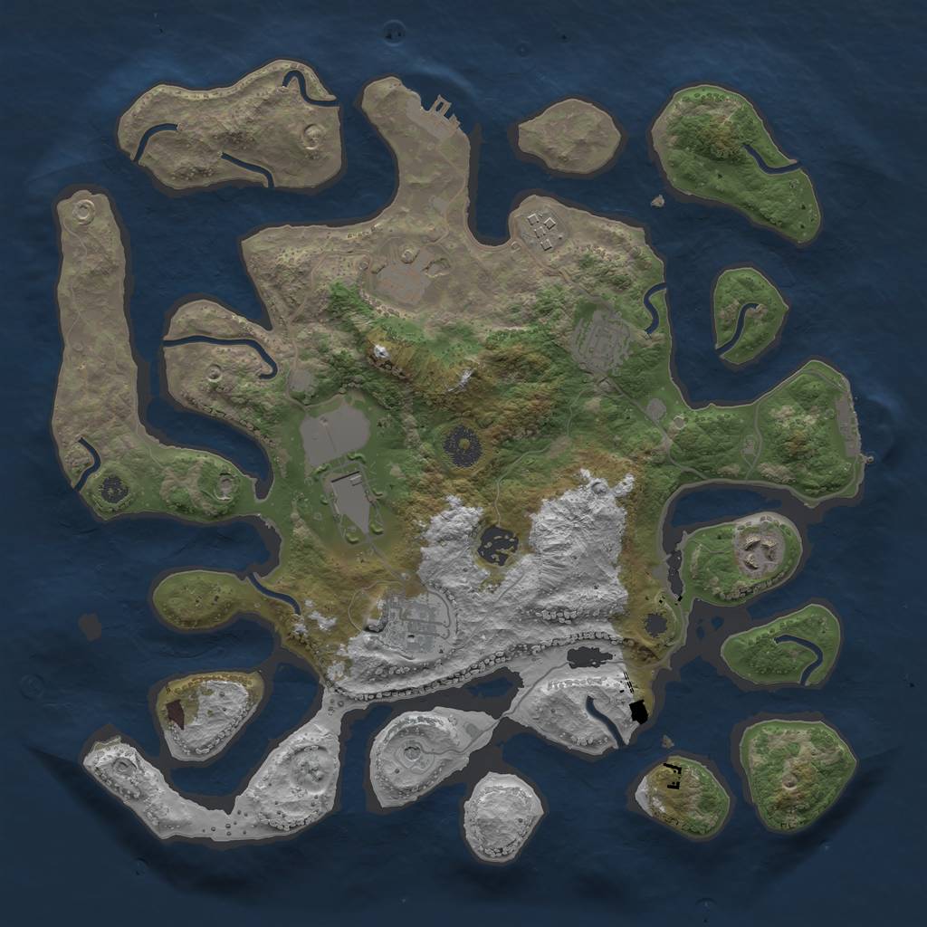 Rust Map: Procedural Map, Size: 3600, Seed: 1185, 12 Monuments