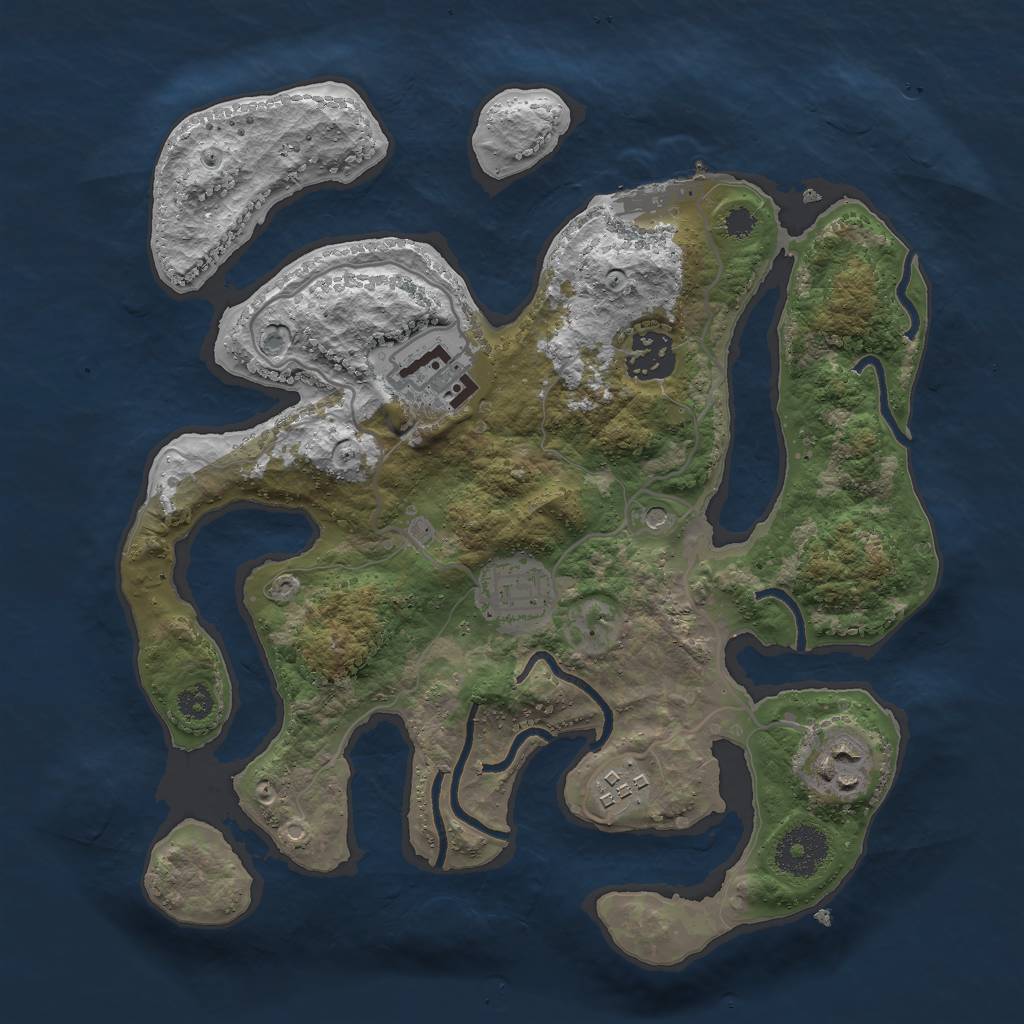 Rust Map: Procedural Map, Size: 3000, Seed: 1445805897, 9 Monuments