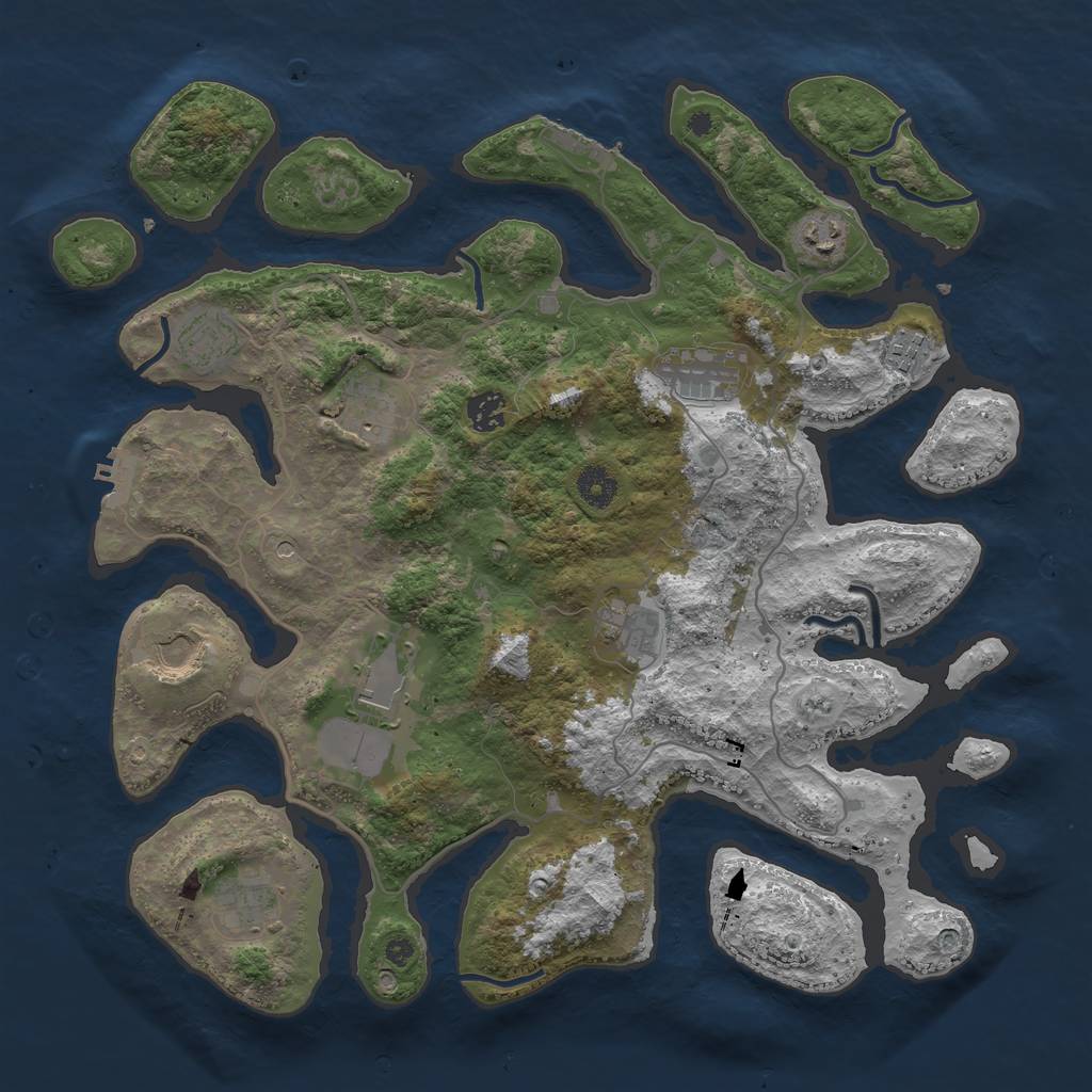 Rust Map: Procedural Map, Size: 4000, Seed: 12383244, 15 Monuments