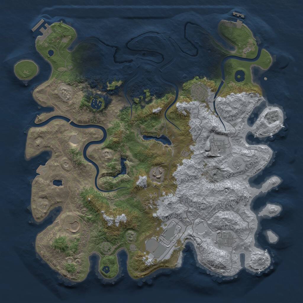 Rust Map: Procedural Map, Size: 4000, Seed: 12383244, 15 Monuments