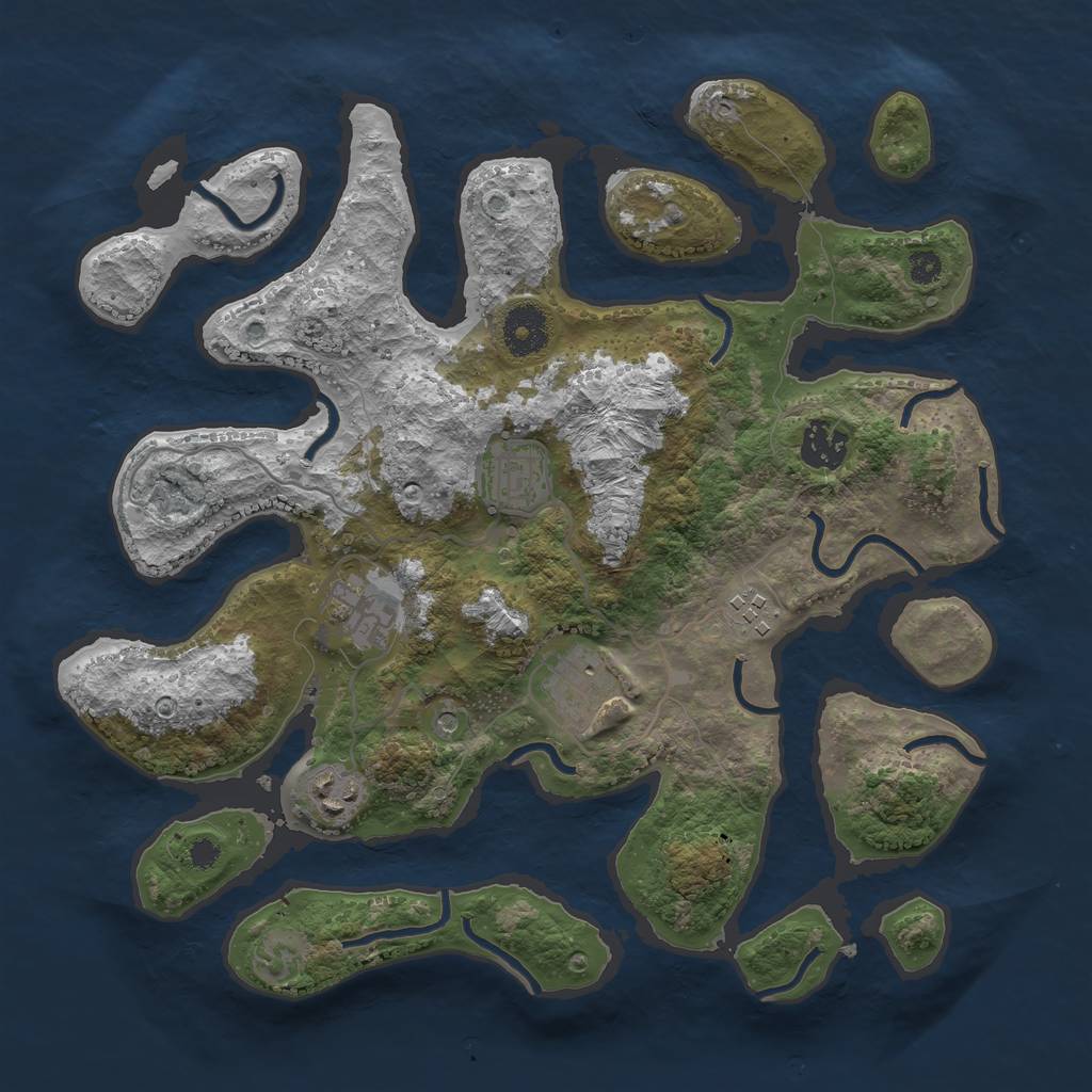 Rust Map: Procedural Map, Size: 3389, Seed: 13900, 9 Monuments