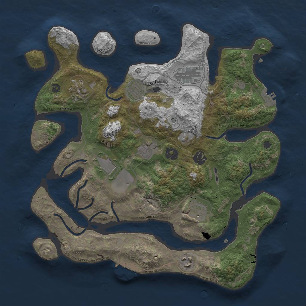 Rust Map: Procedural Map, Size: 3500, Seed: 574732630, 13 Monuments