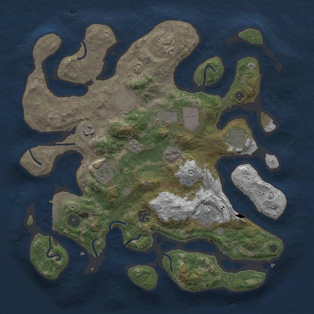 Rust Map: Procedural Map, Size: 3700, Seed: 2120566670, 13 Monuments